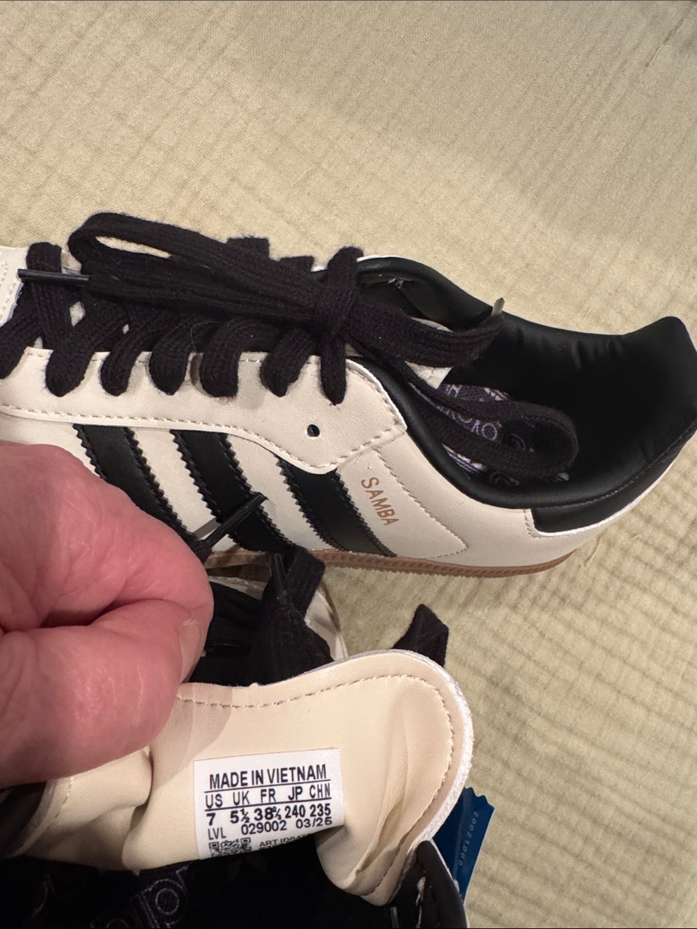 adidas Samba Sneakers in White, Black & Tan - Picture 4 of 6